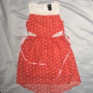 Pink Violet Coral and Cream Colored High Low Dress, Size L 10/12